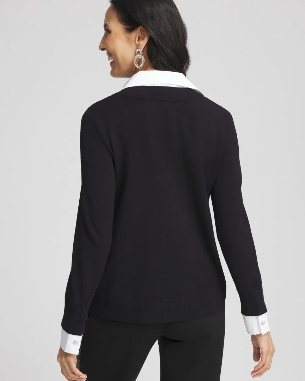 Shop Embellished Built-In Shirt Knit Sweater Sweaters