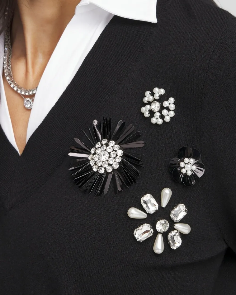 Shop Embellished Built-In Shirt Knit Sweater Sweaters