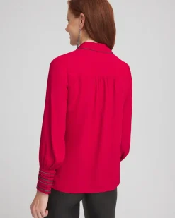 Flash Sale Embellished Cuffs Button Front Shirt Tops | Blouses & Shirts