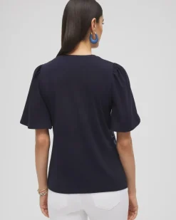 Sale Embellished Flutter Sleeve Tee Tops
