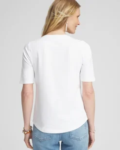New Embellished Laser Cut Detail Tee Tops