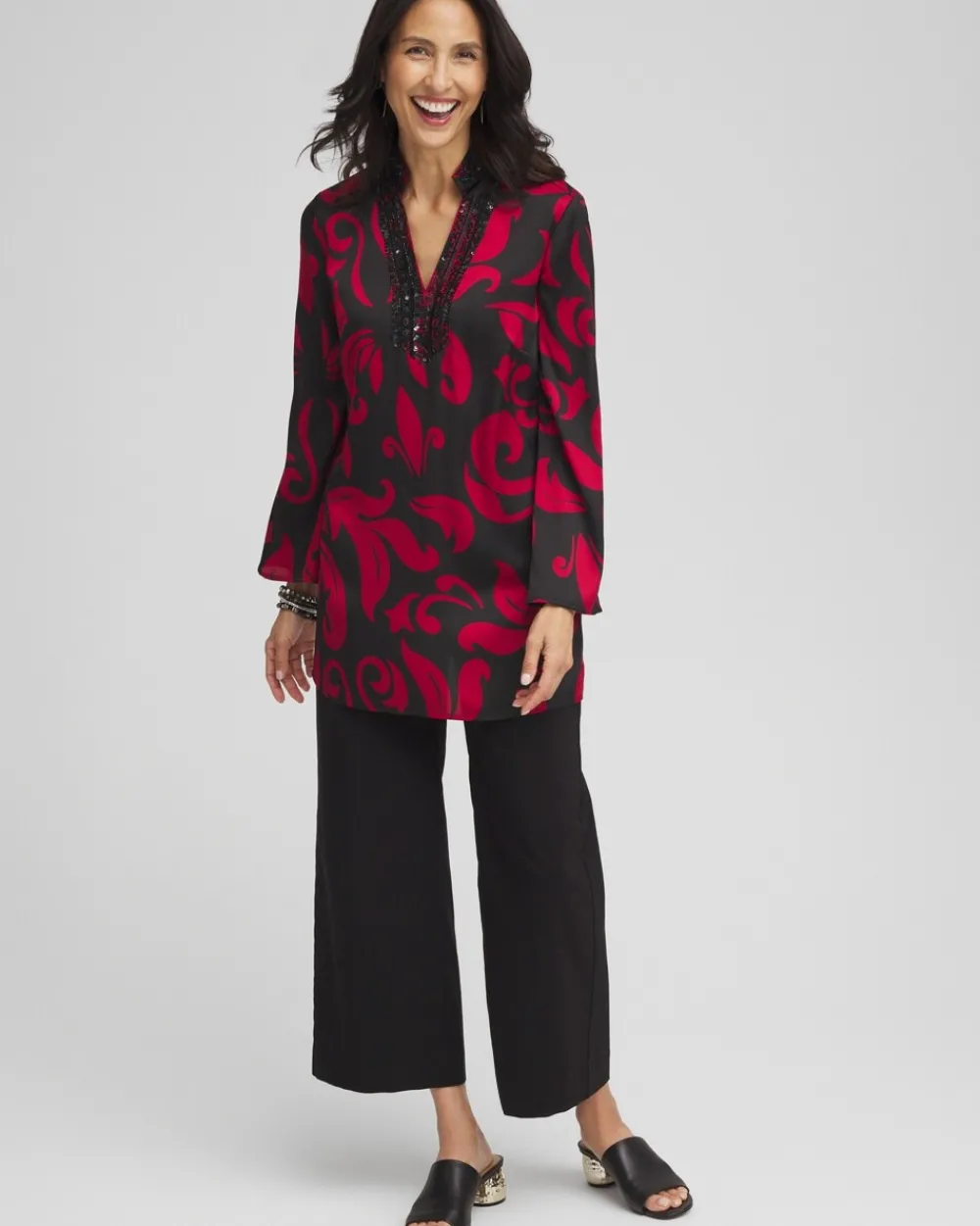 Cheap Embellished Neck Kurta Top Tops