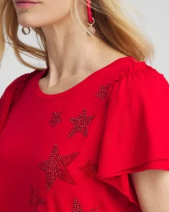 Flash Sale Embellished Star Tee Tops
