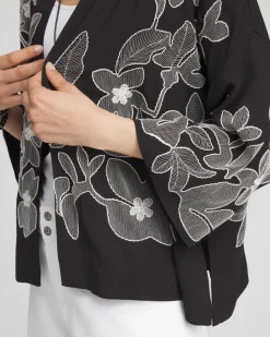 Hot Embroidered Floral Kimono Tops