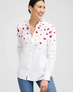 Flash Sale Embroidered Hearts Shirt Tops