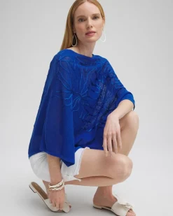 Flash Sale Embroidered Knit Triangle Poncho Tops