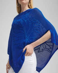 Flash Sale Embroidered Knit Triangle Poncho Tops