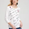 Fashion Embroidered Love Note Tee Tops