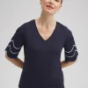 Online Embroidered Scallop Sleeve Top Tops