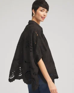 Fashion Eyelet Poncho Tops