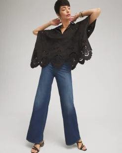 Fashion Eyelet Poncho Tops