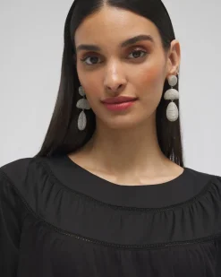 Store Eyelet Trim Top Tops