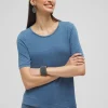 Store Faux Denim Asymmetrical Tee Tops