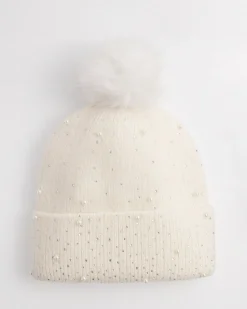 Discount Faux Pearl Cashmere Blend Pom Pom Hat Cold Weather Accessories | Hats