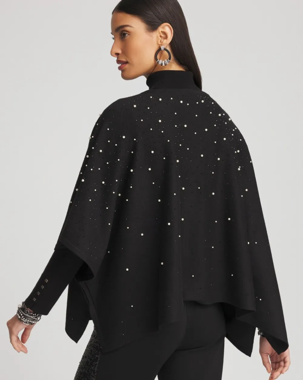 Sale Faux Pearl Cashmere Blend Poncho Ponchos & Ruanas | Cold Weather Accessories