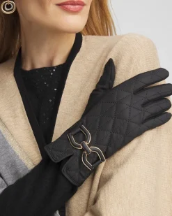 Online Faux Suede Quilted Gloves Cold Weather Accessories
