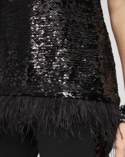 Hot Faux-Feather Sequin Tank Tops