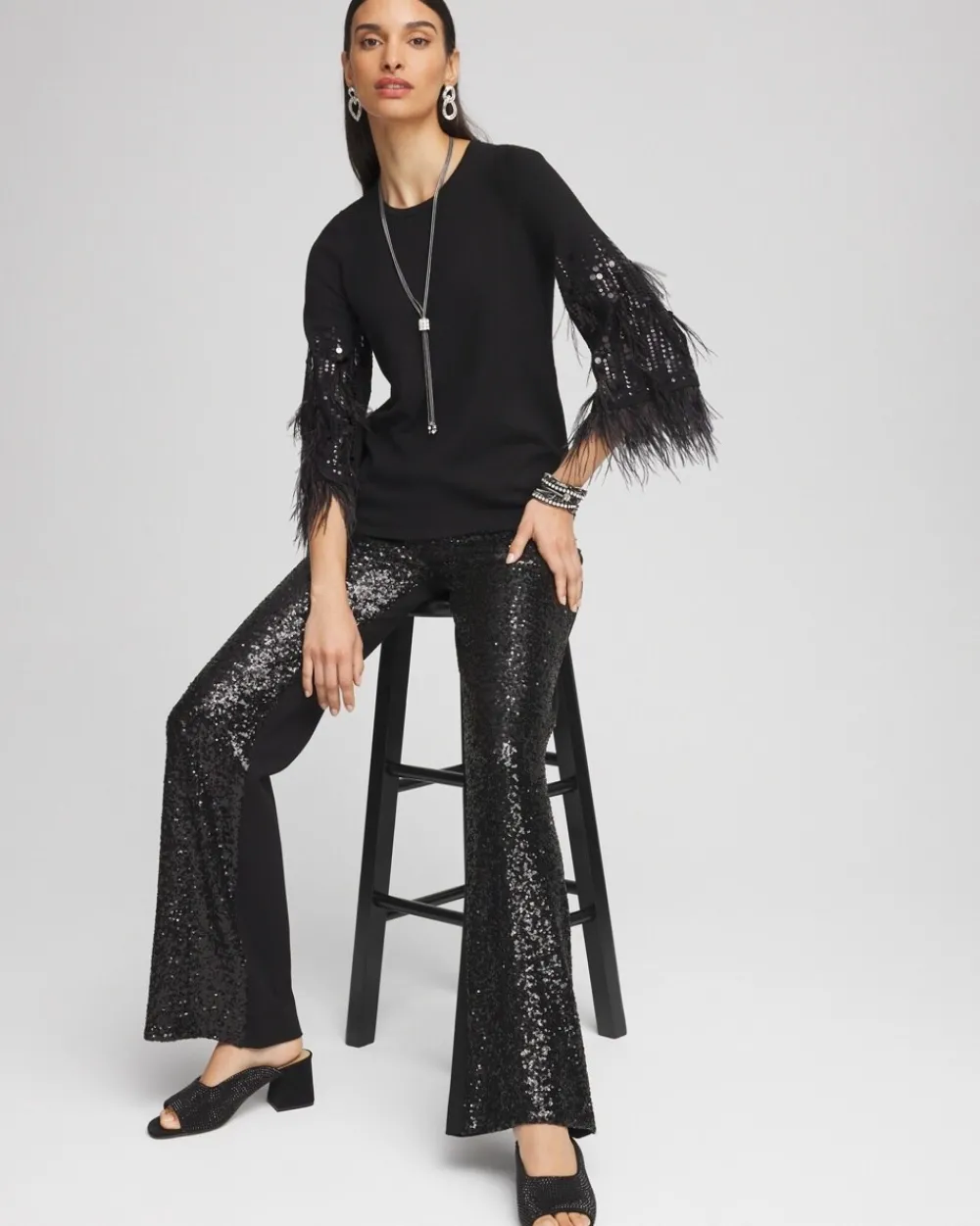 Cheap Feather Sequin Pullover Sweater Sweaters | Matching Sets