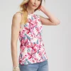 Store Floral Button Detail Tank Tops