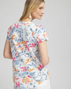 Best Sale Floral Cap Sleeve Tee Tops