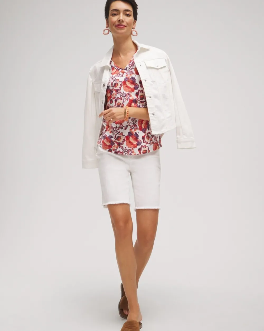 Sale Floral Elbow Sleeve A-line Tee Tops