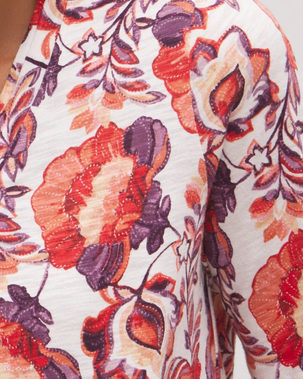 Sale Floral Elbow Sleeve A-line Tee Tops
