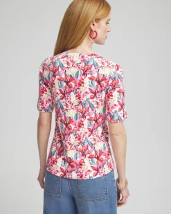Online Floral Everyday V-neck Tee Tops