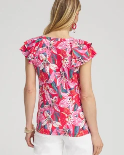 Clearance Floral Layered Cap Sleeve Tee Tops