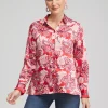 New Floral Pleated Blouse Tops