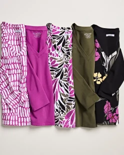 Hot Floral Print 3/4 Sleeve Perfect Tee Tops