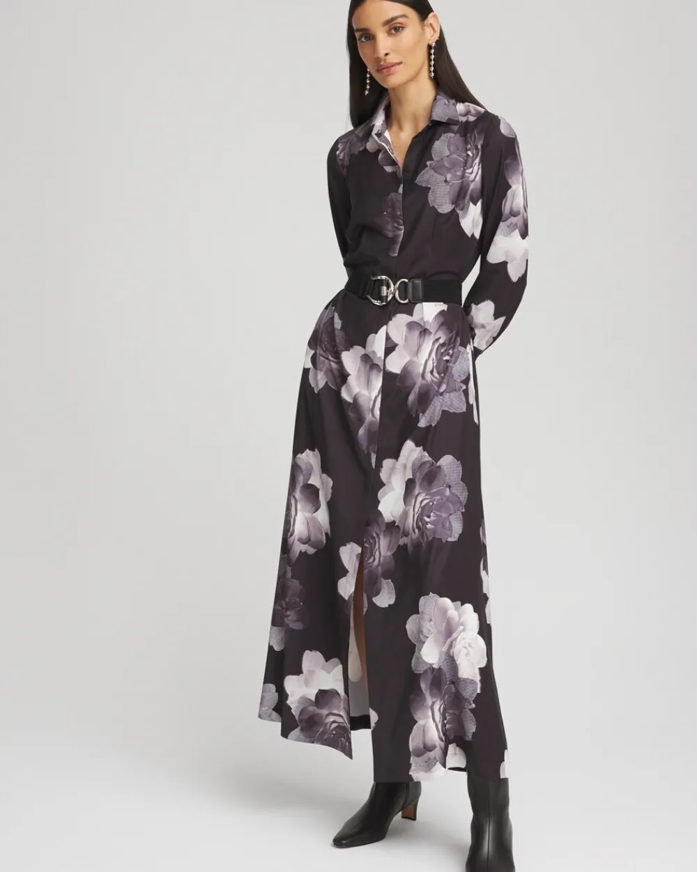Sale Floral Print Maxi Shirt Dress Dresses