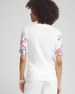 Sale Floral Scoop Neck Tee Tops