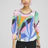 Hot Floral Smocked 3/4 Sleeve Tee Tops