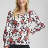 Shop Floral Smocked Cuff Tee Tops