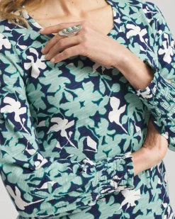 Shop Floral Smocked Cuff Tee Tops