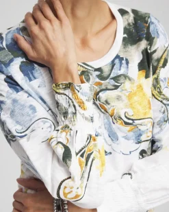 Shop Floral Smocked Sleeve Tee Tops