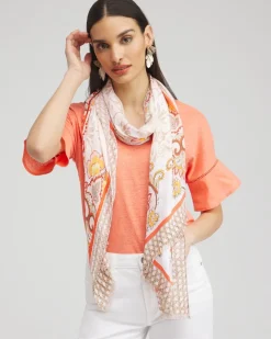 Clearance Floral Tile Oblong Scarf Scarves
