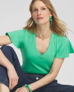 Store Flutter Sleeve Tee Tops