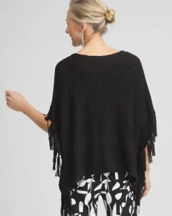 Online Fringe Knit Poncho Tops