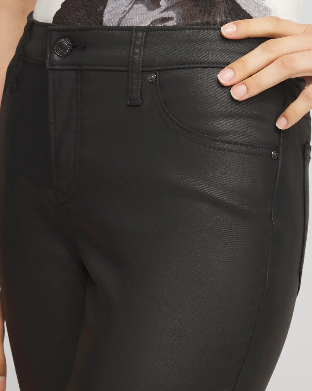 Sale Girlfriend Coated Slim Leg Jeans Jeans & Denim