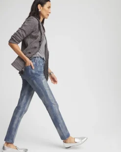Hot Girlfriend Silver Coated Ankle Jeans Jeans & Denim