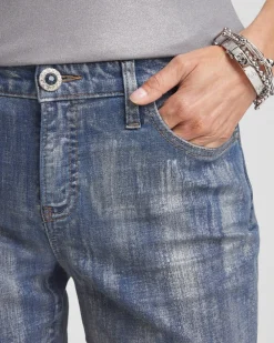 Hot Girlfriend Silver Coated Ankle Jeans Jeans & Denim