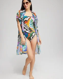 Clearance Gottex Print Square Neck One Piece Swimsuit Swim