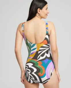Clearance Gottex Print Square Neck One Piece Swimsuit Swim