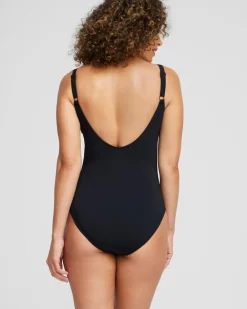New Gottex Ruffle Square Neck One Piece Swim