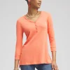 Cheap Henley Side Slit Tunic Tops