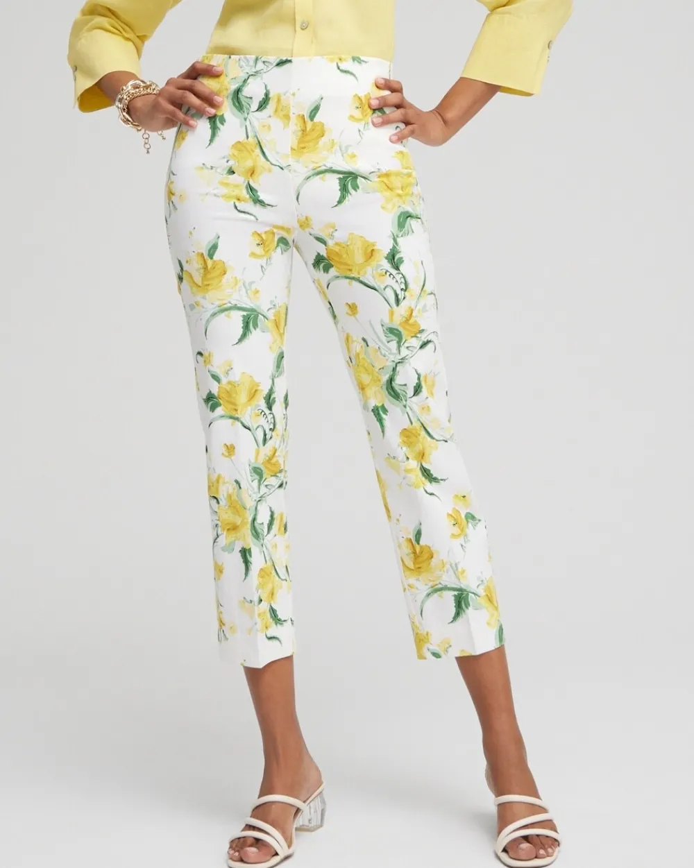 Fashion Juliet Floral Straight Cropped Pants Pants