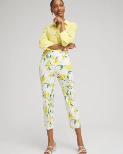 Fashion Juliet Floral Straight Cropped Pants Pants