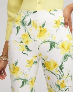 Fashion Juliet Floral Straight Cropped Pants Pants