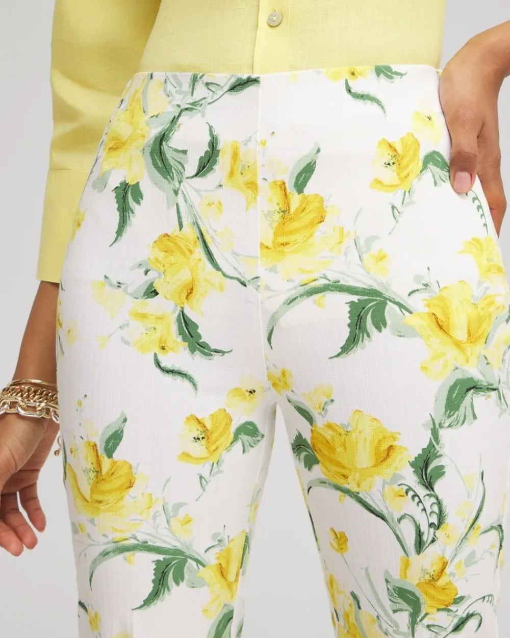 Fashion Juliet Floral Straight Cropped Pants Pants